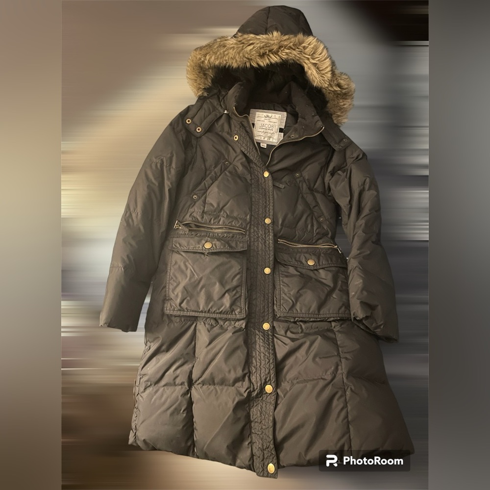 Beautiful down filled Jacob connexion winter coat with fur trim hood XS